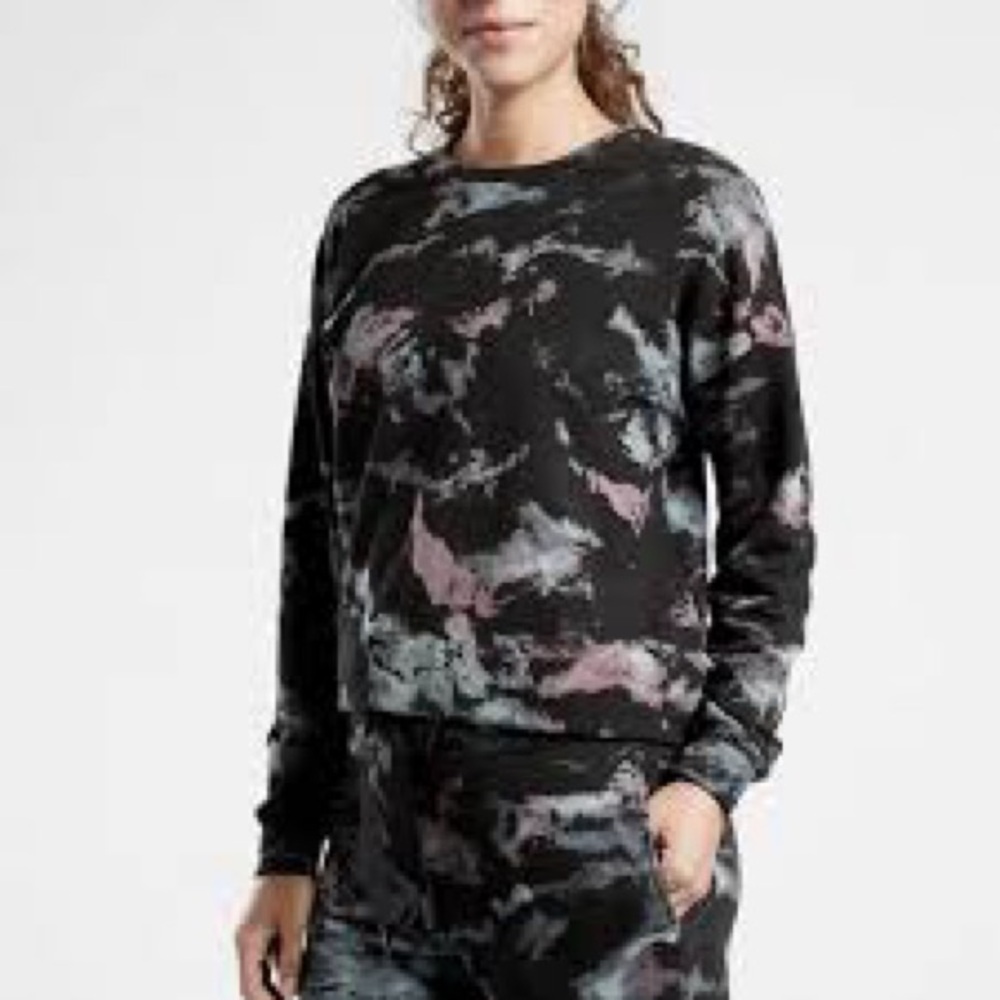 ATHLETA WOMEN'S MARINE BLACK LONG SLEEVE BALANCE PULLOVER SWEATSHIRT